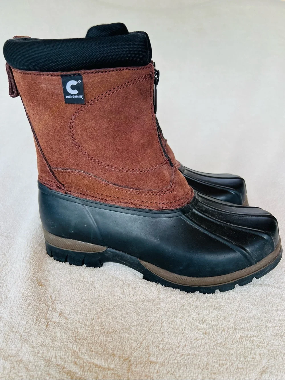 ComforTemp Brown Leather Suede & Black Rubber Waterproof Duck Boots | Sz 7